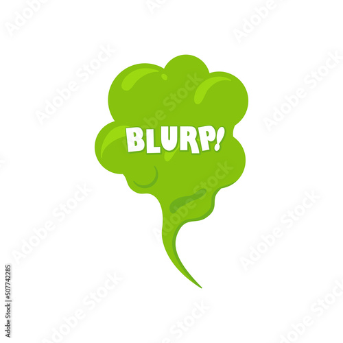 Stinky smelling smoke. Fart cartoon bad odor cloud. Green stench vapor with text. Toxiz aroma fog. Vector illustration