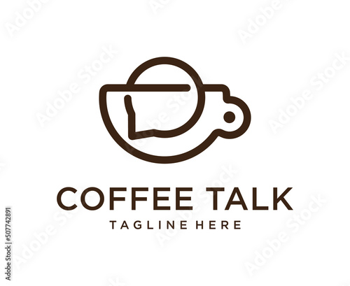 Coffee talk chat bubble cafe logo symbol icon design vector template