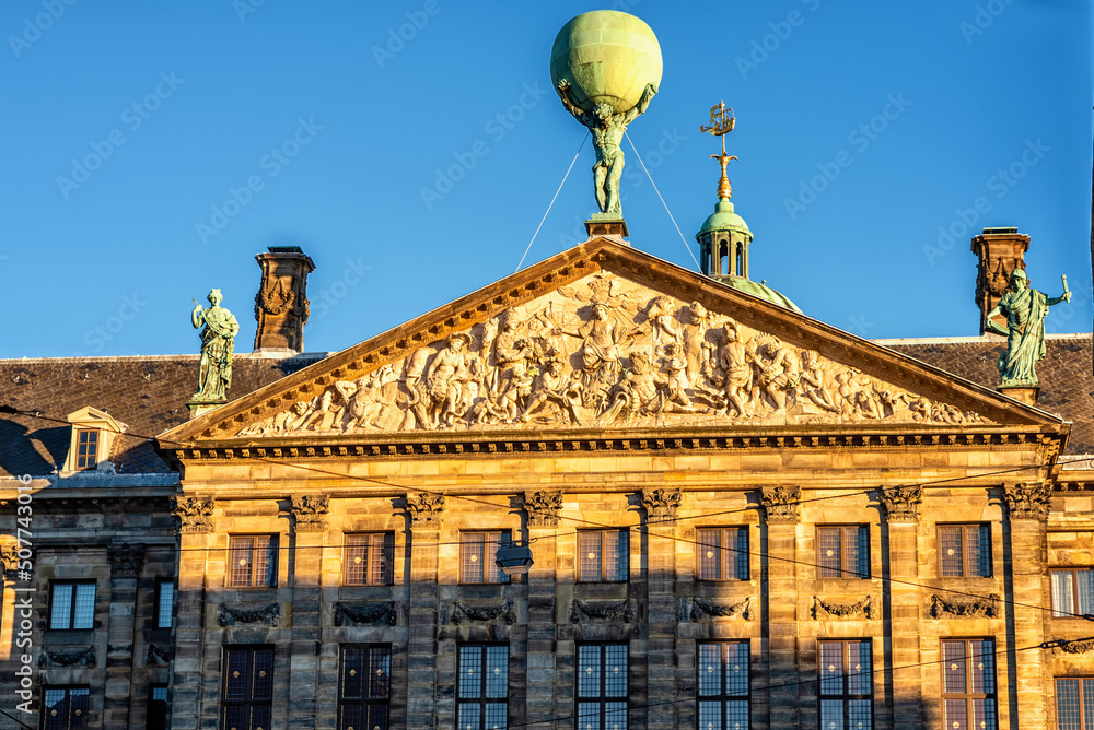 Obraz premium Atlas statue on the Royal Palace in Amsterdam