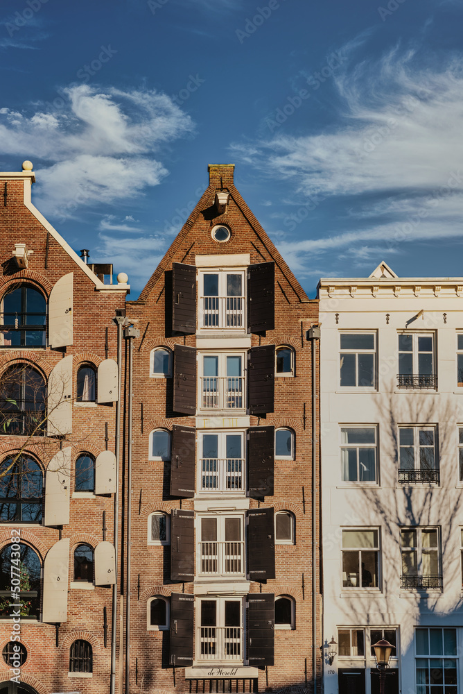 Amsterdam City Scene,  typical dutch houses.