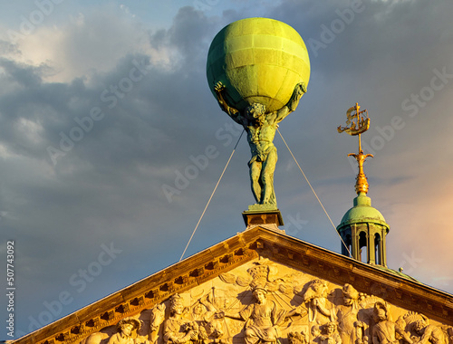 Photography Atlas statue on the Royal Palace in Amsterdam