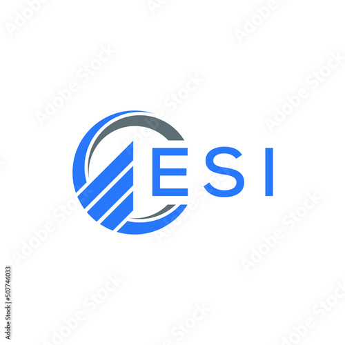 ESI Flat accounting logo design on white  background. ESI creative initials Growth graph letter logo concept. ESI business finance logo design.
