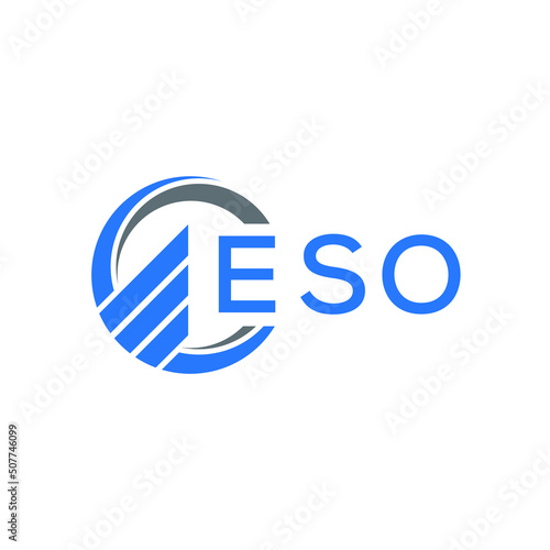 ESO Flat accounting logo design on white  background. ESO creative initials Growth graph letter logo concept. ESO business finance logo design.
