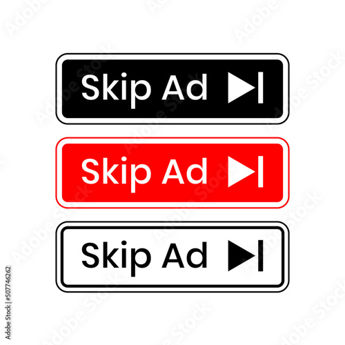 Skip ad button icons sign vector design. Symbol for social media elements.