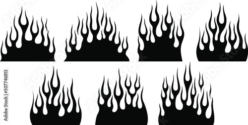 Fire flames isolated template. Tribal vector design. Car stickers. Icon fire illustration. Multiple shape tattoo