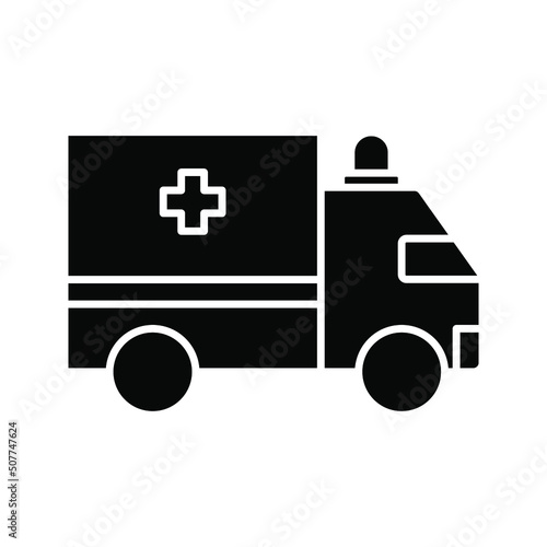 Ambulance icon on white background color editable