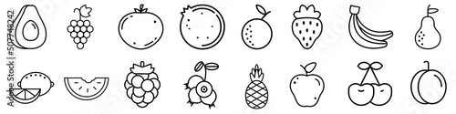 Fruits vector icon set. vitamin illustration sign collection. tropical symbol. vegetarianism logo.