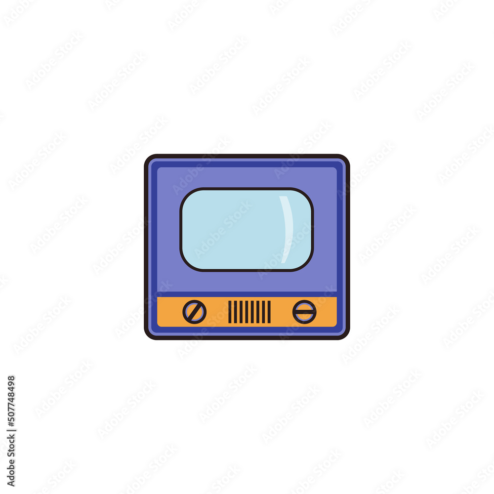 Retro old TV receiver from the 50s and 60s, flat vector illustration isolated. Retro old TV receiver from the 50s and 60s, flat vector illustration isolated.