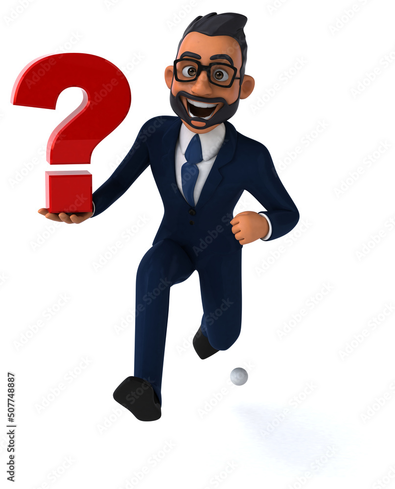Fun 3D cartoon illustration of an indian businessman Fun 3D cartoon illustration of an indian businessman
