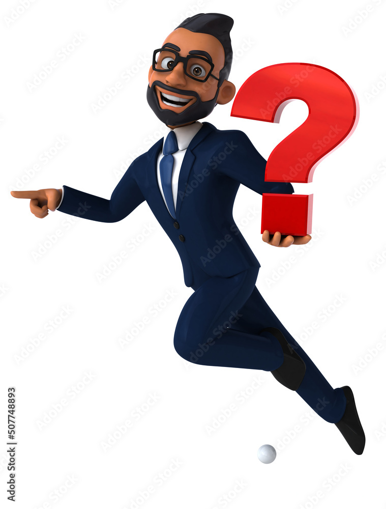 Fun 3D cartoon illustration of an indian businessman Fun 3D cartoon illustration of an indian businessman