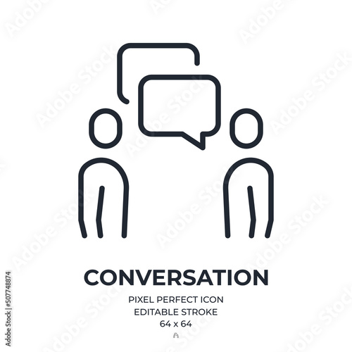 People conversation concept editable stroke outline icon isolated on white background flat vector illustration. Pixel perfect. 64 x 64.