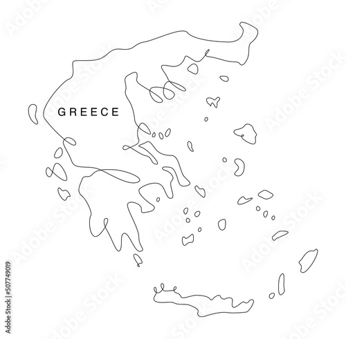 Line art Greece map. continuous line europe map. vector illustration. single outline.