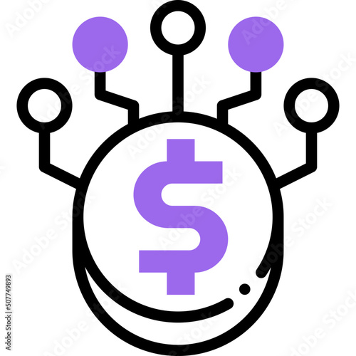 cryptocurrency flat line icon