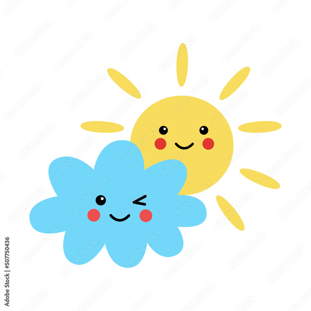 Vector illustration of cute sun on white background. Vector illustration of cute sun on white background.