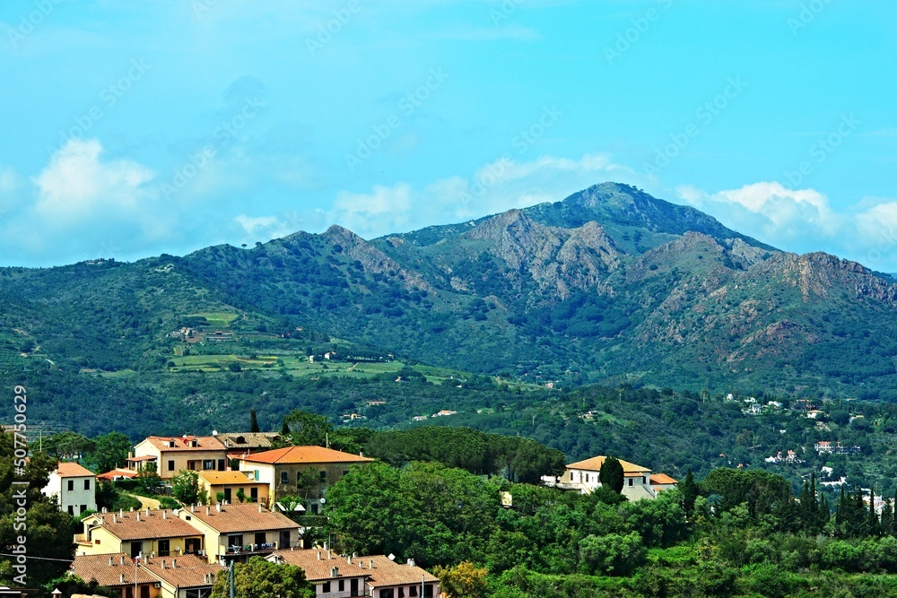 Italy-outlook from town Capoliveri on the mountains on the island of Elba