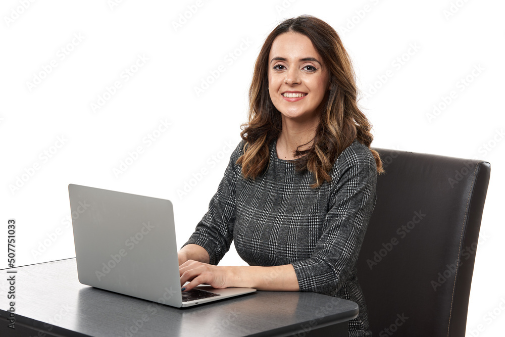 Happy businesswoman at her laptop Happy businesswoman at her laptop