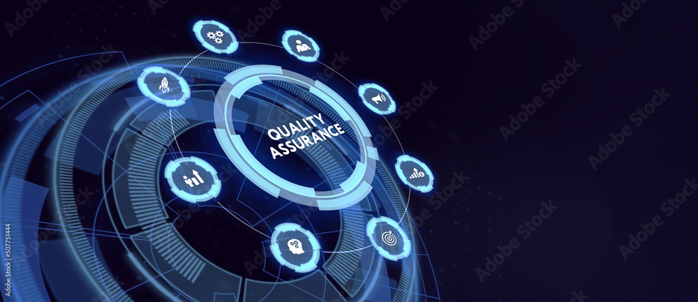 Business, Technology, Internet and network concept. Quality Assurance service guarantee standard. 3d illustration Business, Technology, Internet and network concept. Quality Assurance service guarantee standard. 3d illustration