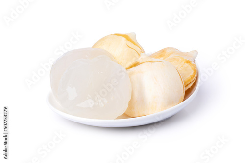 Fresh Borassus Flabellifer (asian palmyra palm, sugar palm, toddy palm) in plate isolated on white background with clipping path.
