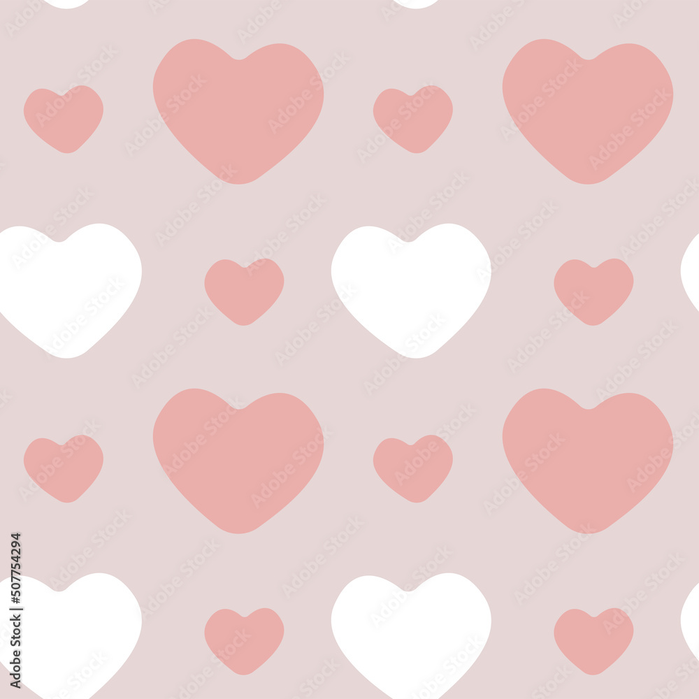 Vector seamless pattern with a simple hearts.