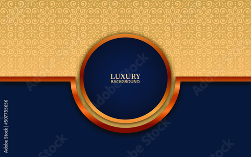 luxury background dark blue ellipse golden frame vector
