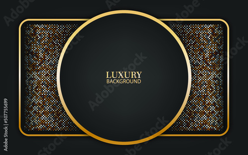 luxury background ellipse golden frame with glitter vector
