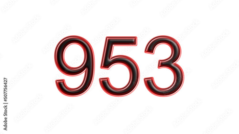 red 953 number 3d effect white background red 953 number 3d effect white background