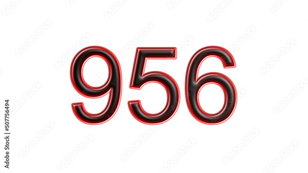 red 956 number 3d effect white background red 956 number 3d effect white background