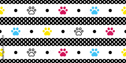 dog paw seamless pattern cat footprint polka dot kitten calico vector puppy breed cartoon pet repeat wallpaper gift wrapping paper tile background doodle illustration design isolated