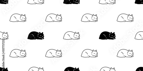 cat seamless pattern kitten calico sleeping vector sleep neko breed cartoon character pet tile background repeat wallpaper gift wrapping paper animal doodle illustration
