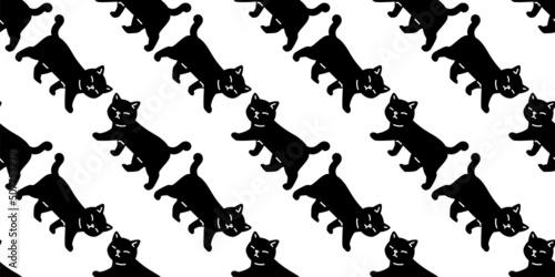 cat seamless pattern kitten vector calico walking neko breed character cartoon pet tile background repeat wallpaper animal doodle illustration design scarf isolated