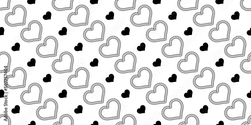 heart seamless pattern valentine vector rope lasso cartoon scarf isolated repeat wallpaper gift wrapping paper tile background doodle white illustration design
