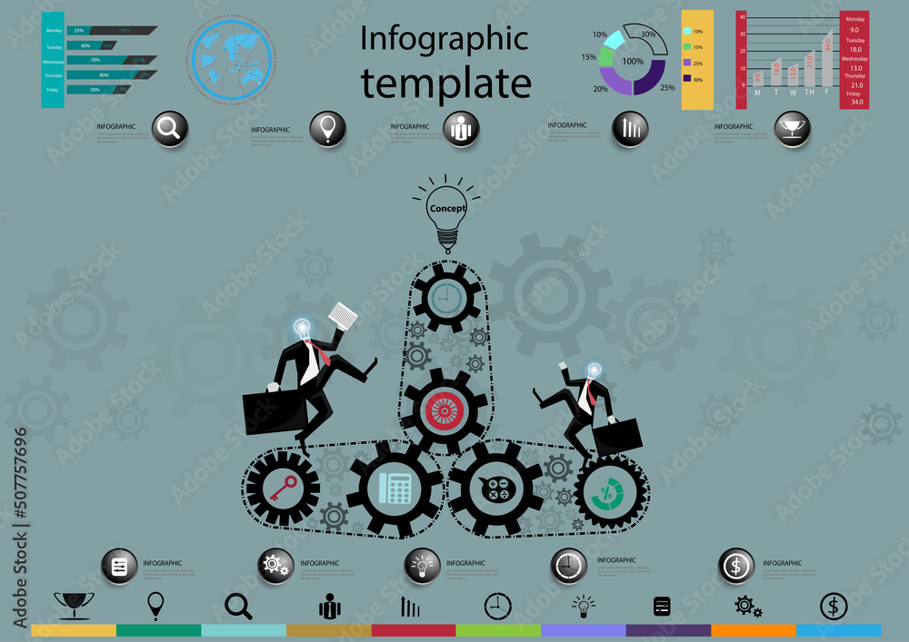 Obraz premium Illustration business.design modern idea and concept think creativity. for Social network,success,plan,think,search,analyze,communicate, futuristic idea innovation technology.