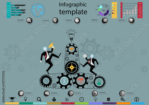 Illustration business.design modern  idea and concept think creativity. for Social network,success,plan,think,search,analyze,communicate, futuristic idea innovation technology.