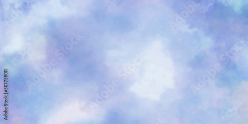 Blue sky with clouds Panorama view blue sky background, vector illustrator. abstract watercolor painting blue sky overcast above the cloud in panorama view beautiful cloudscape for background.