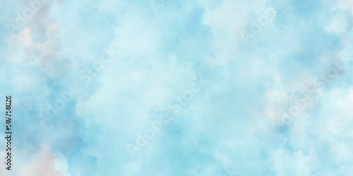 Blue sky and clouds Abstract design with watercolor hand-painted for nature background. Stain artistic vector used as being an element in the decorative design.