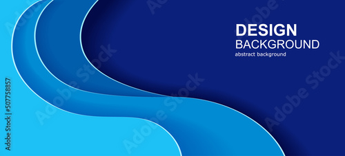 Abstract background with wavy blue paper. Dark blue Vector background with wave.