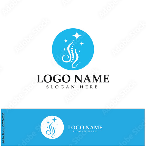 Spine care diagnostics symbol logo template vector illustration design 