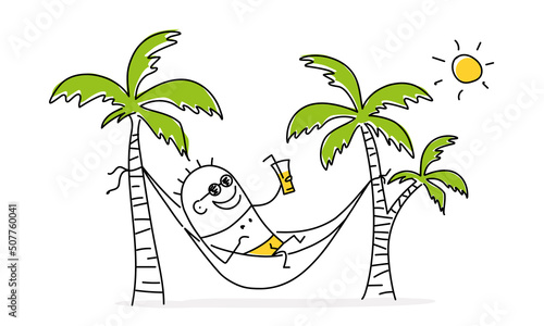Stickman with sunglasses in a hammock.