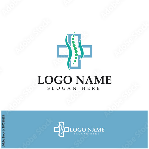 Spine care diagnostics symbol logo template vector illustration design 