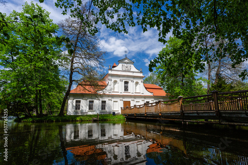 Church of St. John of Nepomuk on water in Zwierzyniec. Poland