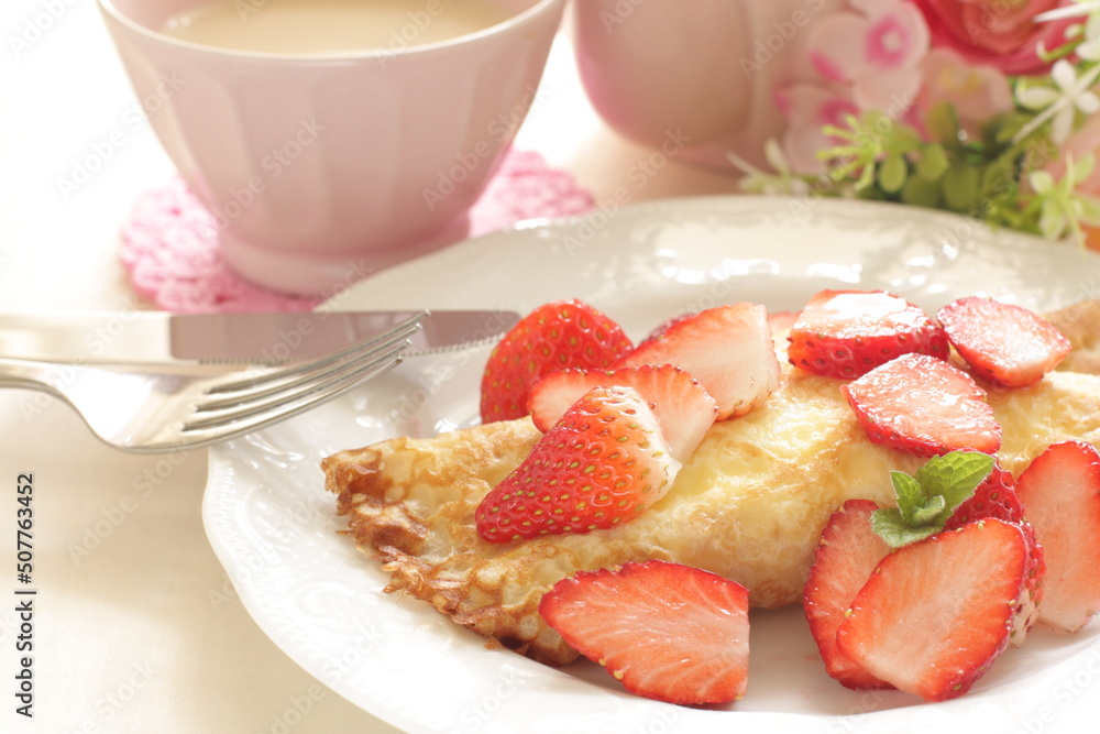 Freshness Japanese strawberries and crepe for gourmet dessert image Freshness Japanese strawberries and crepe for gourmet dessert image
