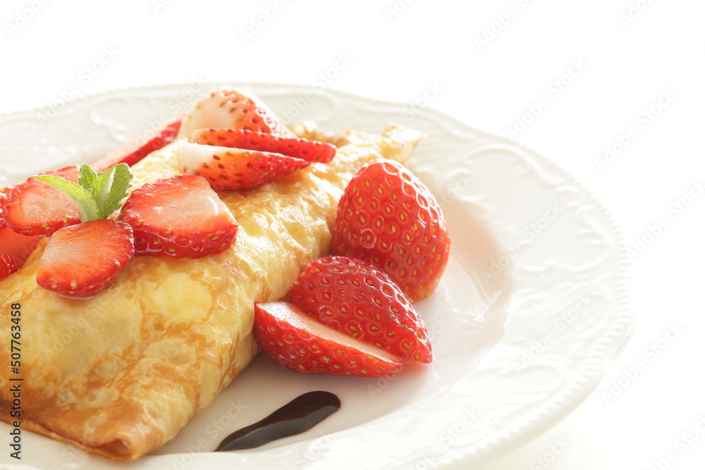 Freshness Japanese strawberries and crepe for gourmet dessert image Freshness Japanese strawberries and crepe for gourmet dessert image