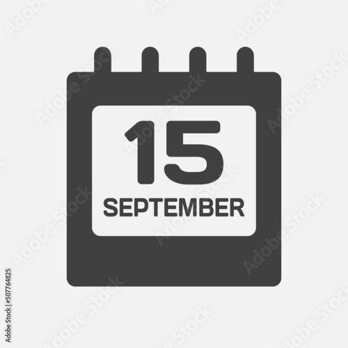 Icon day date 15 September, template calendar page