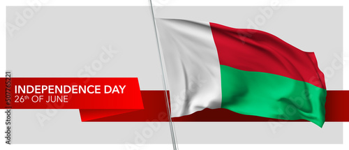 Madagascar independence day vector banner  greeting card.