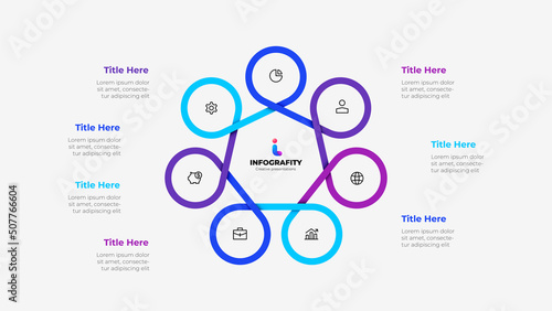 Infographic cyclic diagram with 7 elements. Concept of seven steps or options of business cycle. Vector illustration for presentation.