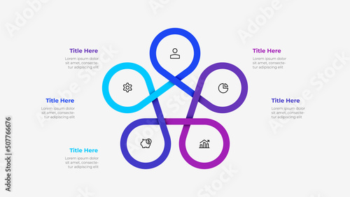 Infographic cyclic diagram with 5 elements. Concept of five steps or options of business cycle. Vector illustration for presentation.