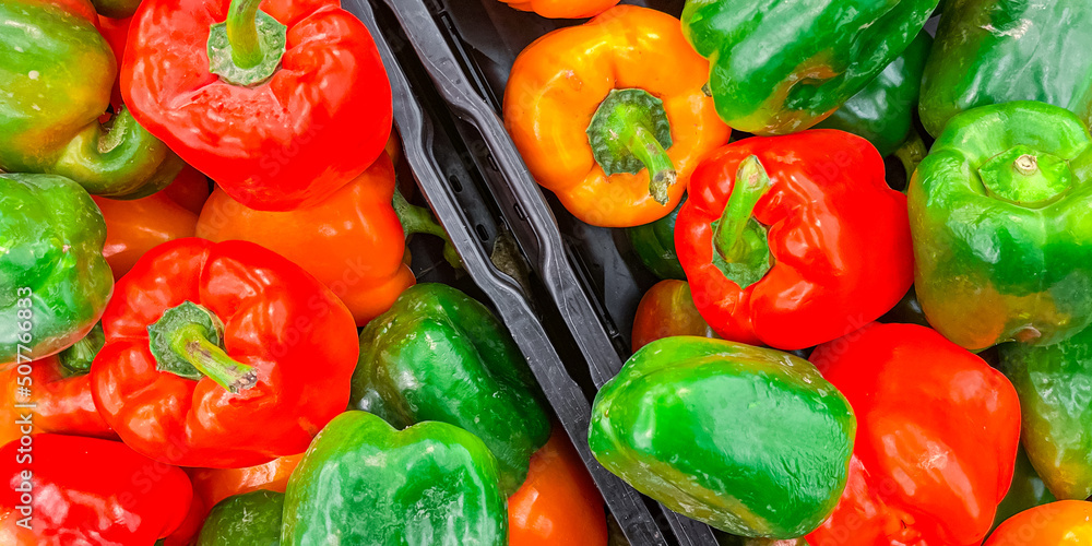 bell pepper fruit counter of the market store healthy meal food diet snack on the table copy space food background rustic top view veggie vegan or vegetarian bell pepper fruit counter of the market store healthy meal food diet snack on the table copy space food background rustic top view veggie vegan or vegetarian