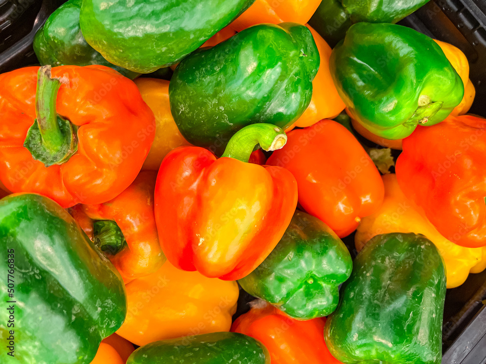 bell pepper fruit counter of the market store healthy meal food diet snack on the table copy space food background rustic top view veggie vegan or vegetarian bell pepper fruit counter of the market store healthy meal food diet snack on the table copy space food background rustic top view veggie vegan or vegetarian