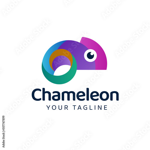 Colorful Gradient chameleon logo design template