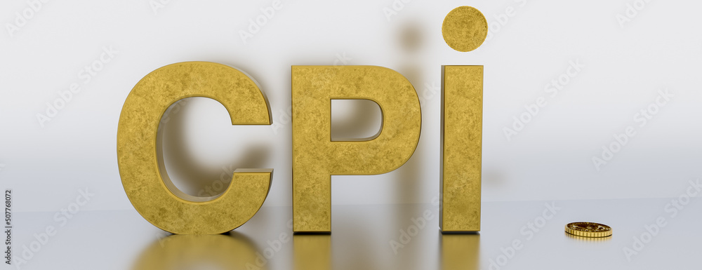 CPI. Growth of sales or growth of market basket or consumer price index concept. 3d illustration CPI. Growth of sales or growth of market basket or consumer price index concept. 3d illustration